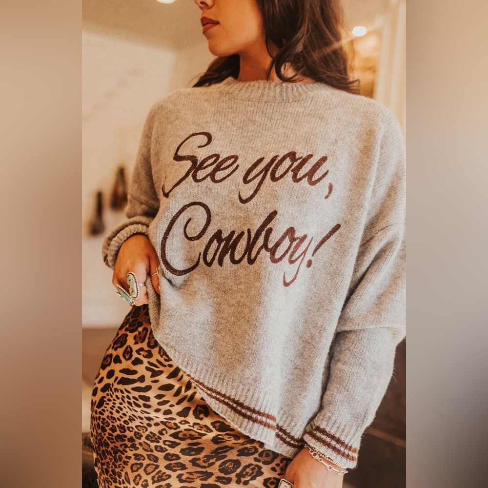 Bailey Rose Women's SEE YOU COWBOY Embroidered SWEATSHIRT/PULLOVER | NEW/NWT🤠